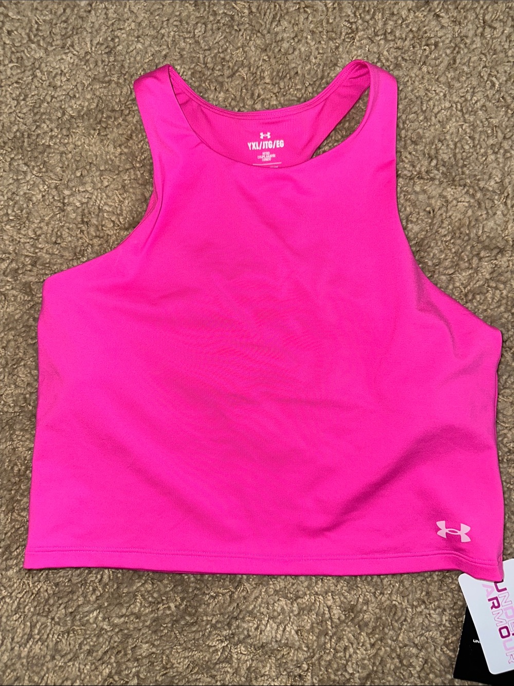 NWT Under Armour Pink Motion Crop Racerback Tank (Youth XL)